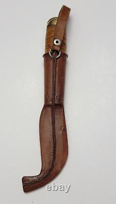 Vintage Iisakki Jarvenpaa Finland Puukko Knife with Leather Sheath 1930s E184