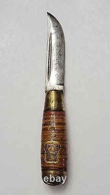 Vintage Iisakki Jarvenpaa Finland Puukko Knife with Leather Sheath 1930s E184