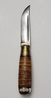 Vintage Iisakki Jarvenpaa Finland Puukko Knife with Leather Sheath 1930s E184