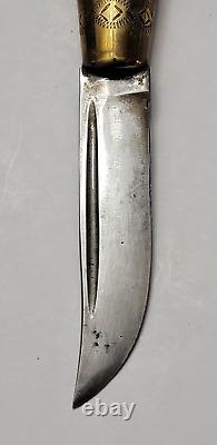 Vintage Iisakki Jarvenpaa Finland Puukko Knife with Leather Sheath 1930s E184