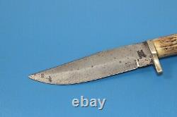 Vintage J. Clarke & Son Sheffield England Stag Handle Bowie Knife Hunting