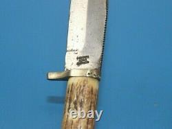 Vintage J. Clarke & Son Sheffield England Stag Handle Bowie Knife Hunting