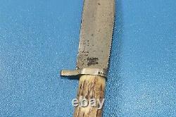 Vintage J. Clarke & Son Sheffield England Stag Handle Bowie Knife Hunting