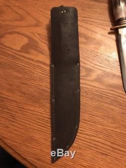 Vintage J Nowill & Sons Sheffield 7 Stag Bowie Survival Hunting Knife WithSheath