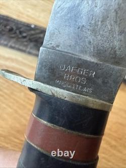 Vintage Jaeger Bros Marinette WIS Fixed Blade Hunting Knife Aerial Cutlery