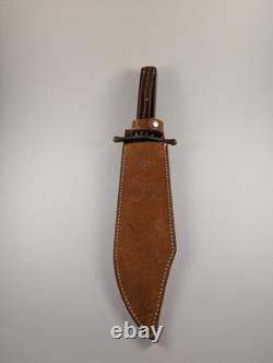 Vintage KA-BAR 1210 Bowie Knife Leather Sheath Hunting Knife USA Hunter