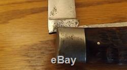 Vintage KA-BAR 2 blade folding hunting trapper's knife Dog head bone handle