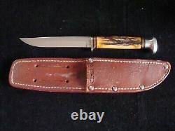 Vintage KA BAR REG. U. S. PAT. OFF. RARE 1925 Fixed Blade Knife Narly Stag NR MINT