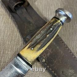 Vintage, KA-BAR, Union Cutlery Co. Olean NY, Original Sheath, Stag Handle