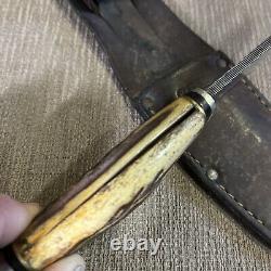 Vintage, KA-BAR, Union Cutlery Co. Olean NY, Original Sheath, Stag Handle