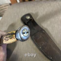 Vintage, KA-BAR, Union Cutlery Co. Olean NY, Original Sheath, Stag Handle