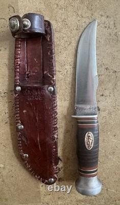 Vintage KA-BAR Union Cutlery Hunting Knife 1926 Pat. Dogs Head Shield (BEAR)