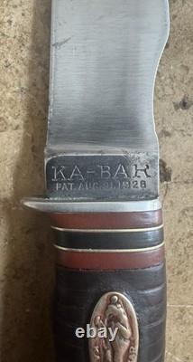 Vintage KA-BAR Union Cutlery Hunting Knife 1926 Pat. Dogs Head Shield (BEAR)