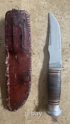 Vintage KA-BAR Union Cutlery Hunting Knife 1926 Pat. Dogs Head Shield (BEAR)
