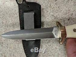 Vintage Ka-Bar KHYBER Japan 2750 White Handle Boot Dagger Knife Withsheath/box