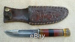 Vintage Ka-bar Union Cutlery C0. Hunting Knife & Ka-bar Custom Leather Sheath