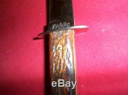 Vintage Kinfolk's Cutlery Jigged Bone Hunting Bowie Style Knife WithSheath
