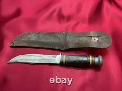 Vintage Kinfolks Hunting Knife Fixed Blade with Original Sheath Pre-1950 USA