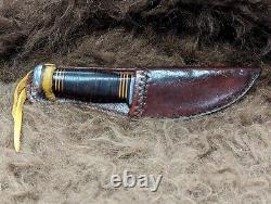 Vintage Kinfolks USA K380 8.5 Hunting Knife with Studebaker Leather Sheath