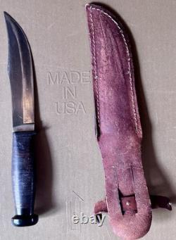 Vintage Kinfolks USA K380 Trail Master Hunting Knife Leather Sheath Estate