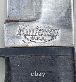 Vintage Kinfolks USA K380 Trail Master Hunting Knife Leather Sheath Estate