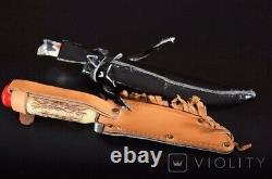 Vintage Knife Dagger Knife 2 pcs Pchak Hunting Germany Leather Sheath Souvenir