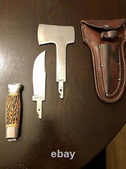Vintage Knife Hatchet With Original Sheath Combo Set. Colonial Providence USA