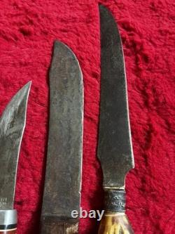 Vintage Knife Lot of 4 Solingen Germany Western 66 USA Stag Antler Carving