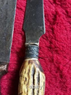 Vintage Knife Lot of 4 Solingen Germany Western 66 USA Stag Antler Carving