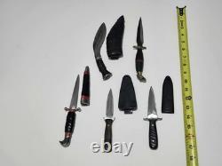 Vintage Knives Estate Collection, Fixed Blades, Sheaths Lot of 5 Mixed Orgins