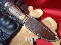 Vintage Lamplough Cutlery Hunting Knife Solingen Germany Stag Handle with Sheath