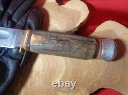 Vintage Lamplough Cutlery Hunting Knife Solingen Germany Stag Handle with Sheath