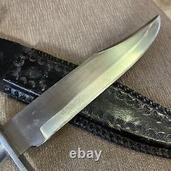 Vintage, Large, Custom Bowie, Unmarked, Stag, Custom Sheath