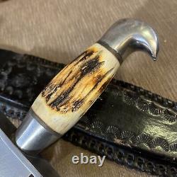 Vintage, Large, Custom Bowie, Unmarked, Stag, Custom Sheath