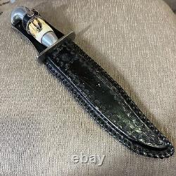 Vintage, Large, Custom Bowie, Unmarked, Stag, Custom Sheath