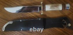 Vintage Linder Messer Stag Handle Traveller Bowie Hunting Knife+Original Sheath