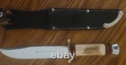 Vintage Linder Messer Stag Handle Traveller Bowie Hunting Knife+Original Sheath