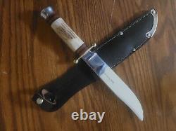 Vintage Linder Messer Stag Handle Traveller Bowie Hunting Knife+Original Sheath