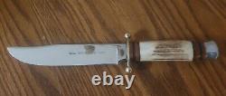 Vintage Linder Messer Stag Handle Traveller Bowie Hunting Knife+Original Sheath