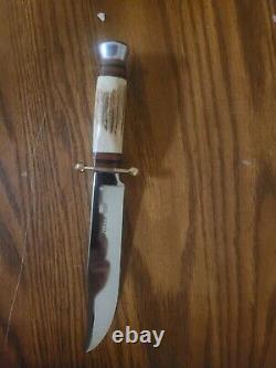 Vintage Linder Messer Stag Handle Traveller Bowie Hunting Knife+Original Sheath