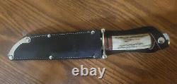 Vintage Linder Messer Stag Handle Traveller Bowie Hunting Knife+Original Sheath