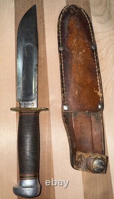 Vintage MARBLE'S GLADSTONE IDEAL FIXED BLADE HUNTING KNIFE withLEATHER SHEATH