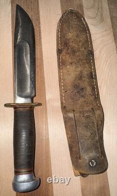 Vintage MARBLE'S GLADSTONE IDEAL FIXED BLADE HUNTING KNIFE withLEATHER SHEATH