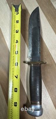 Vintage MARBLE'S GLADSTONE IDEAL FIXED BLADE HUNTING KNIFE withLEATHER SHEATH