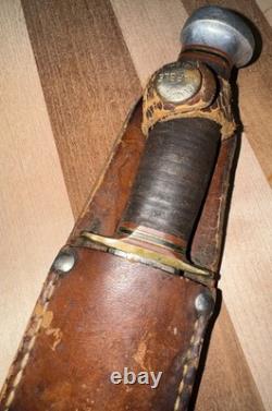 Vintage MARBLE'S GLADSTONE IDEAL FIXED BLADE HUNTING KNIFE withLEATHER SHEATH