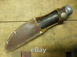 Vintage MARBLE'S hunting knife old fixed blade Gladestone Mi leather sheath 1916