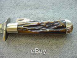 Vintage MARBLES GLADSTONE 5 1/2 Long STAG SAFETY Folding Hunting Knife