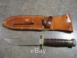 Vintage MARBLES GLADSTONE MICH 10 5/8 SURV knife in original leather Sheath EUC