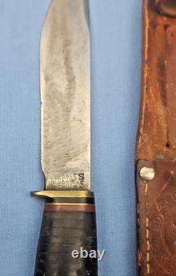 Vintage MARBLES Gladstone Mich. Boy Scout Hunting Knife, Leather Washer Handle