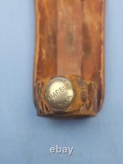 Vintage MARBLES Gladstone Mich. Boy Scout Hunting Knife, Leather Washer Handle